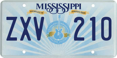 MS license plate ZXV210