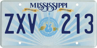MS license plate ZXV213