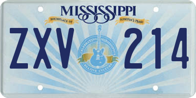 MS license plate ZXV214