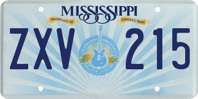 MS license plate ZXV215