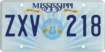 MS license plate ZXV218