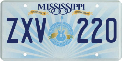 MS license plate ZXV220