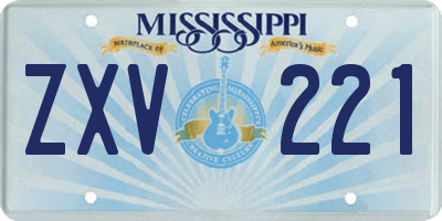 MS license plate ZXV221