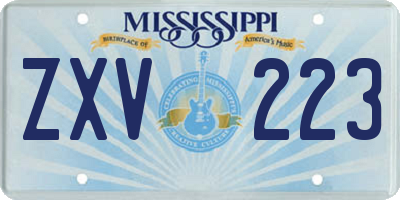 MS license plate ZXV223