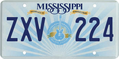 MS license plate ZXV224