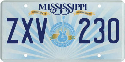 MS license plate ZXV230