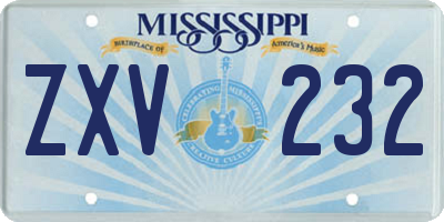 MS license plate ZXV232