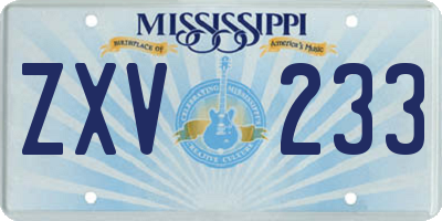 MS license plate ZXV233