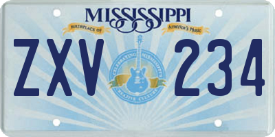 MS license plate ZXV234