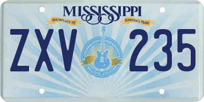 MS license plate ZXV235
