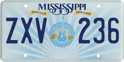 MS license plate ZXV236