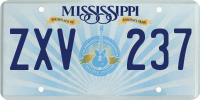 MS license plate ZXV237