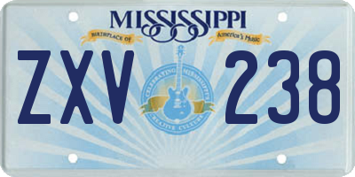 MS license plate ZXV238