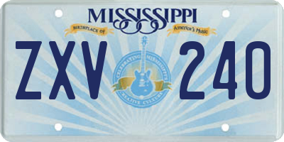 MS license plate ZXV240