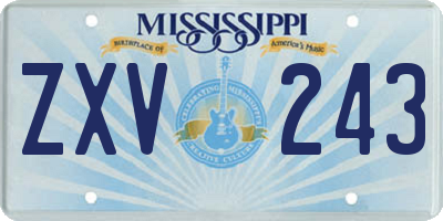 MS license plate ZXV243