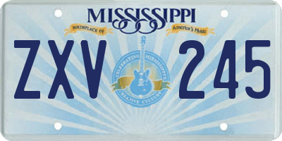 MS license plate ZXV245