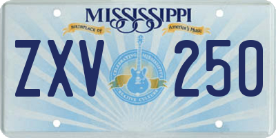 MS license plate ZXV250
