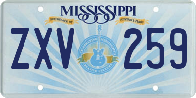 MS license plate ZXV259
