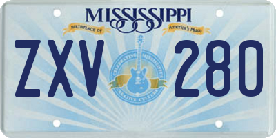 MS license plate ZXV280