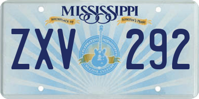 MS license plate ZXV292