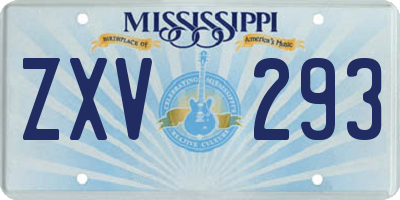 MS license plate ZXV293