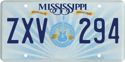 MS license plate ZXV294