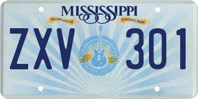 MS license plate ZXV301