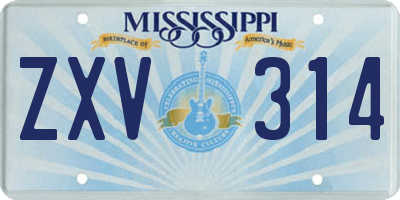 MS license plate ZXV314