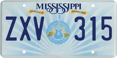 MS license plate ZXV315