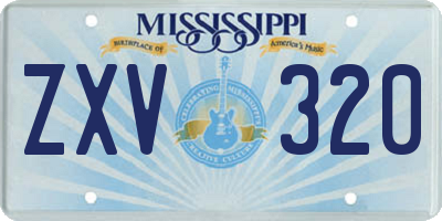 MS license plate ZXV320