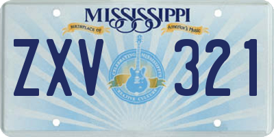 MS license plate ZXV321
