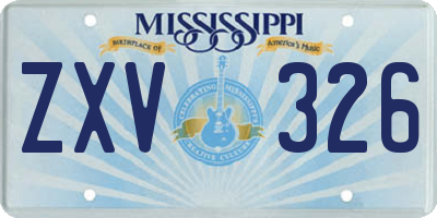 MS license plate ZXV326
