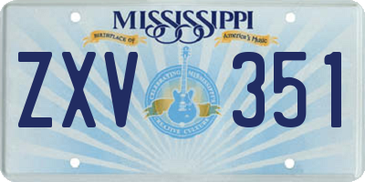 MS license plate ZXV351