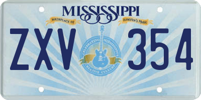 MS license plate ZXV354