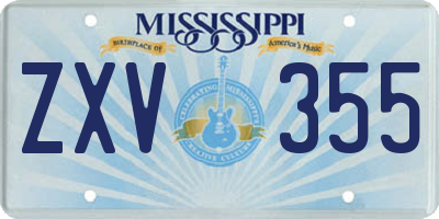 MS license plate ZXV355