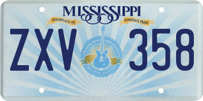 MS license plate ZXV358