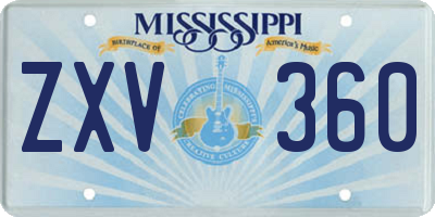 MS license plate ZXV360