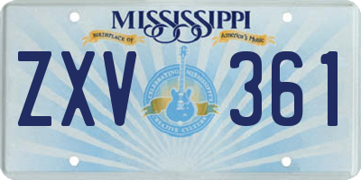 MS license plate ZXV361
