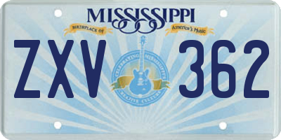 MS license plate ZXV362