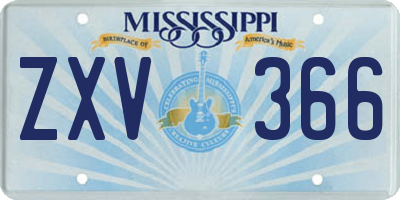 MS license plate ZXV366
