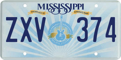 MS license plate ZXV374