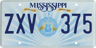 MS license plate ZXV375