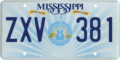 MS license plate ZXV381