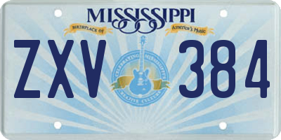 MS license plate ZXV384