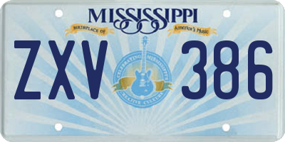 MS license plate ZXV386