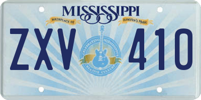 MS license plate ZXV410