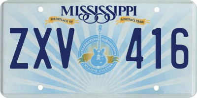 MS license plate ZXV416