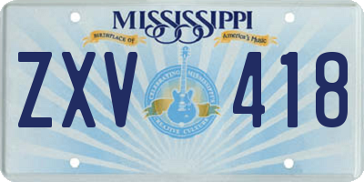 MS license plate ZXV418
