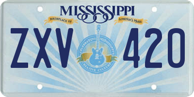 MS license plate ZXV420