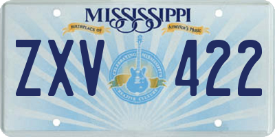MS license plate ZXV422